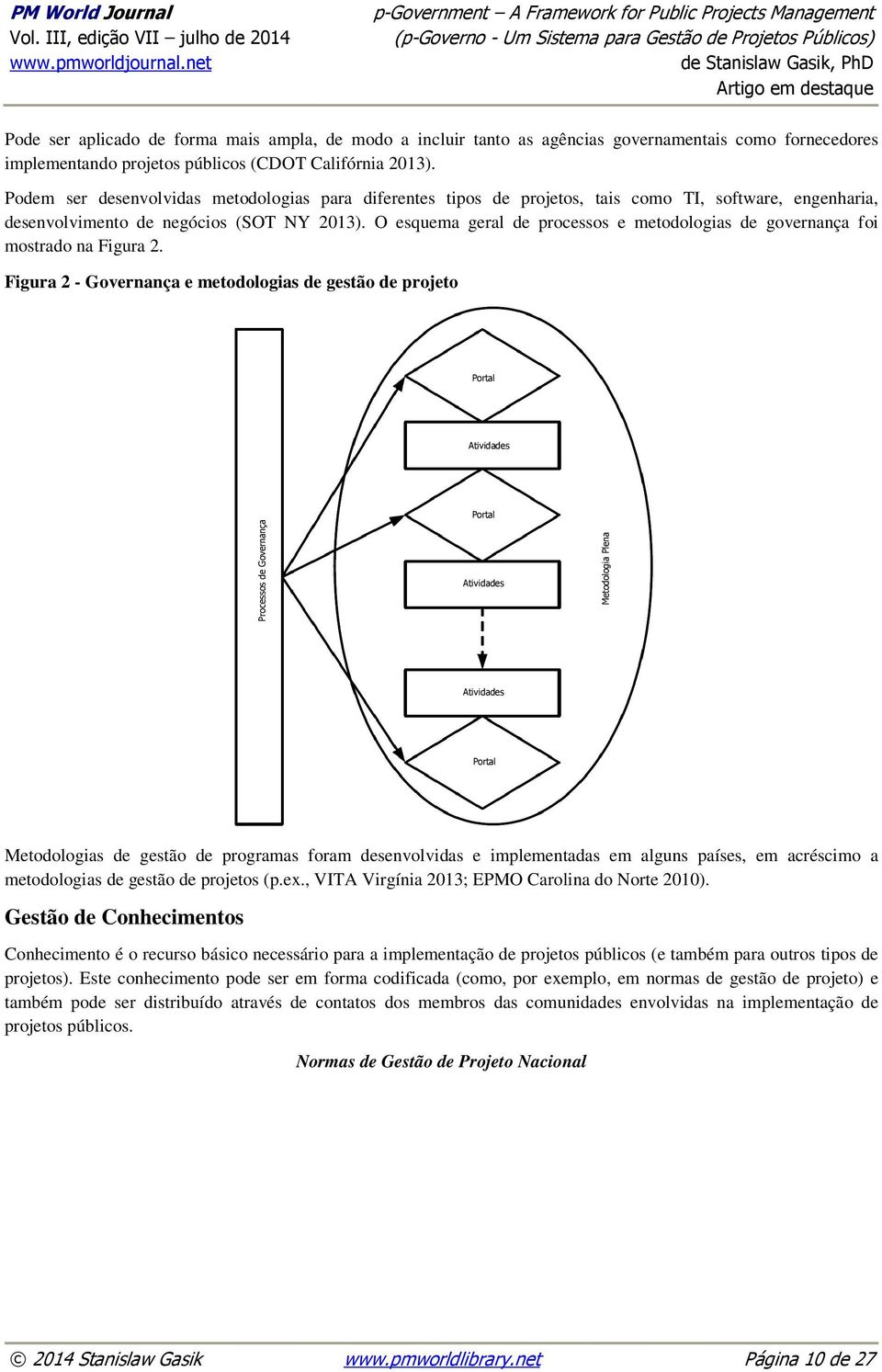 O esquema geral de processos e metodologias de governança foi mostrado na Figura 2.