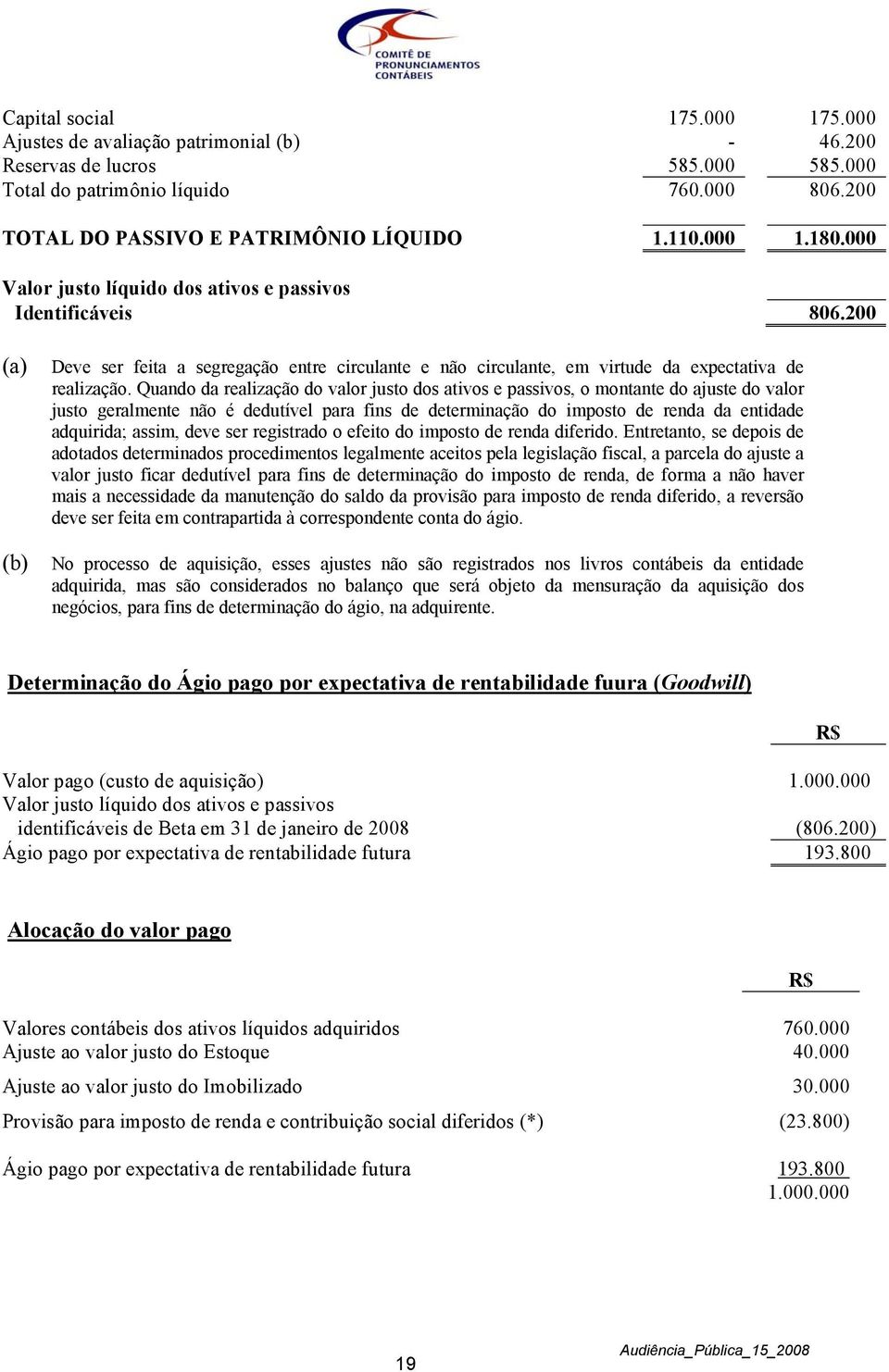 Quando da realização do valor justo dos ativos e passivos, o montante do ajuste do valor justo geralmente não é dedutível para fins de determinação do imposto de renda da entidade adquirida; assim,