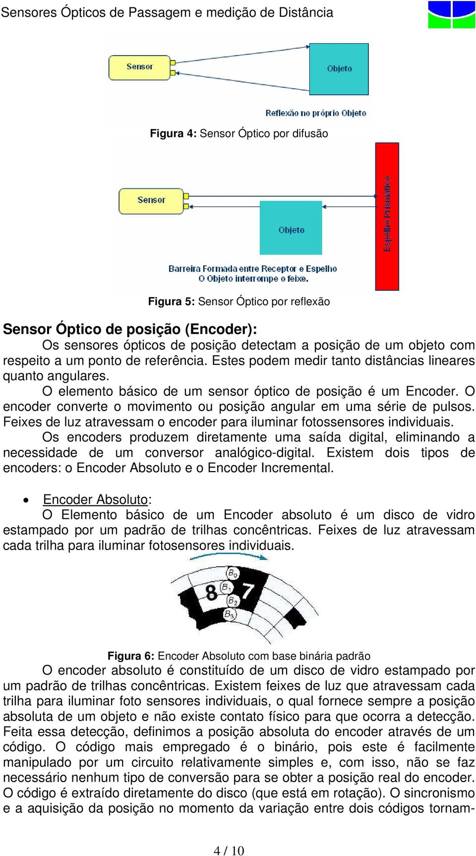 O encoder converte o movimento ou posição angular em uma série de pulsos. Feixes de luz atravessam o encoder para iluminar fotossensores individuais.