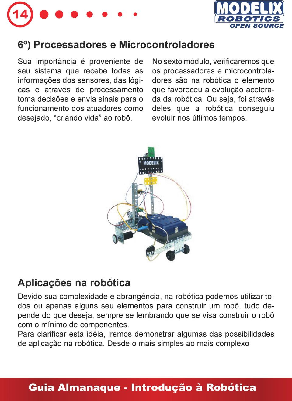 No sexto módulo, verificaremos que os processadores e microcontroladores são na robótica o elemento que favoreceu a evolução acelerada da robótica.