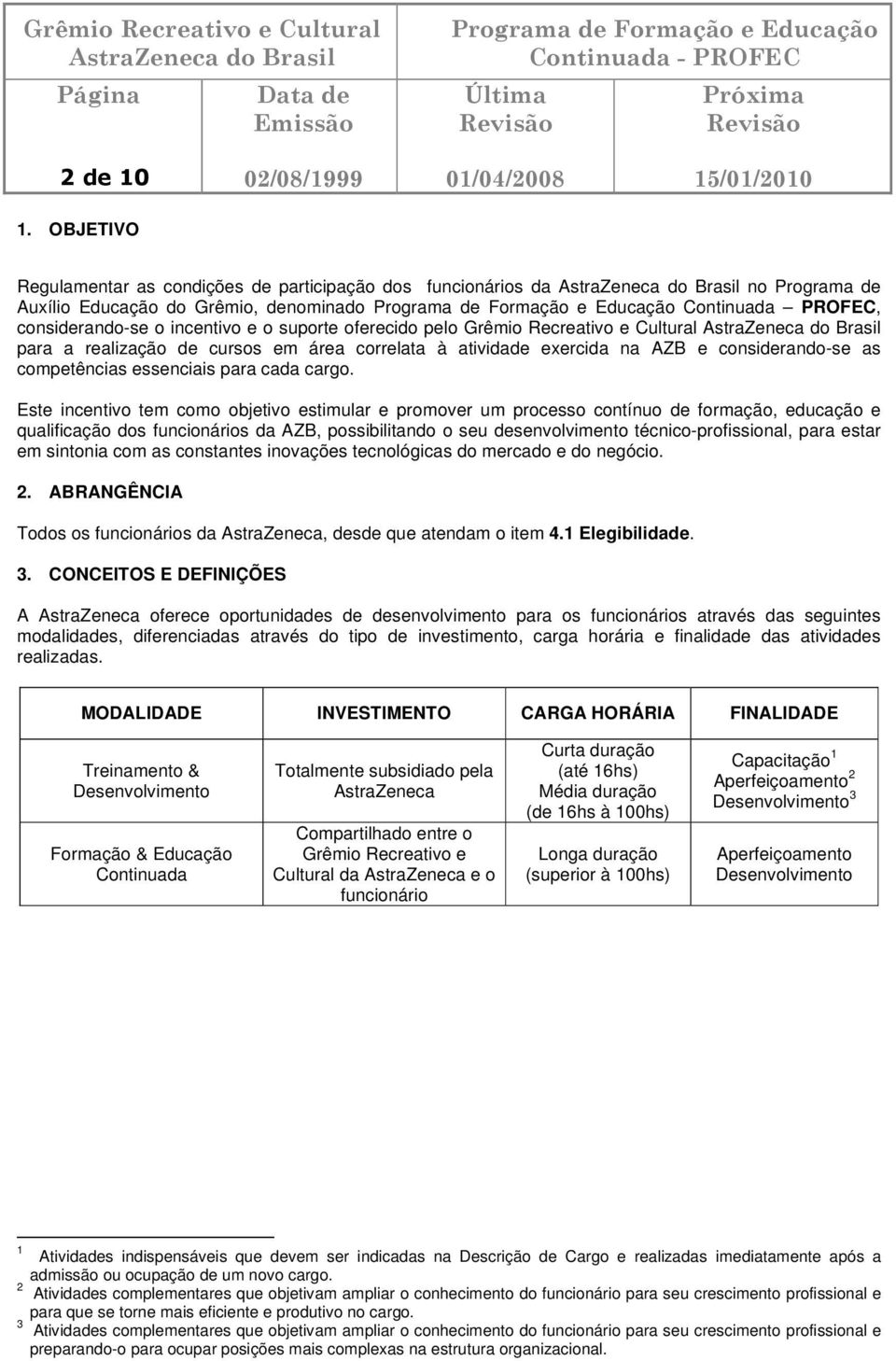 Grêmio Recreativo e Cultural para a realização de cursos em área correlata à atividade exercida na AZB e considerando-se as competências essenciais para cada cargo.