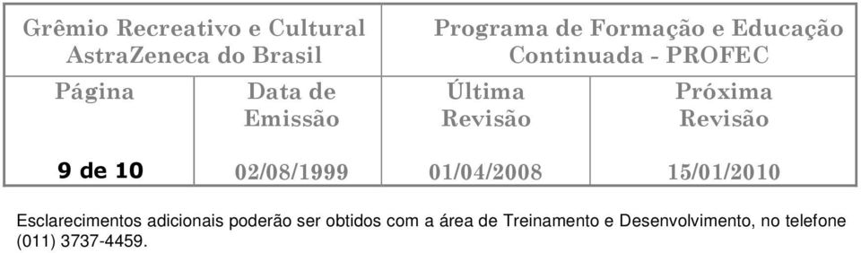 com a área de Treinamento e