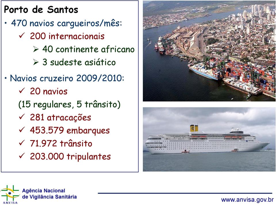 Navios cruzeiro 2009/2010: 20 navios (15 regulares, 5