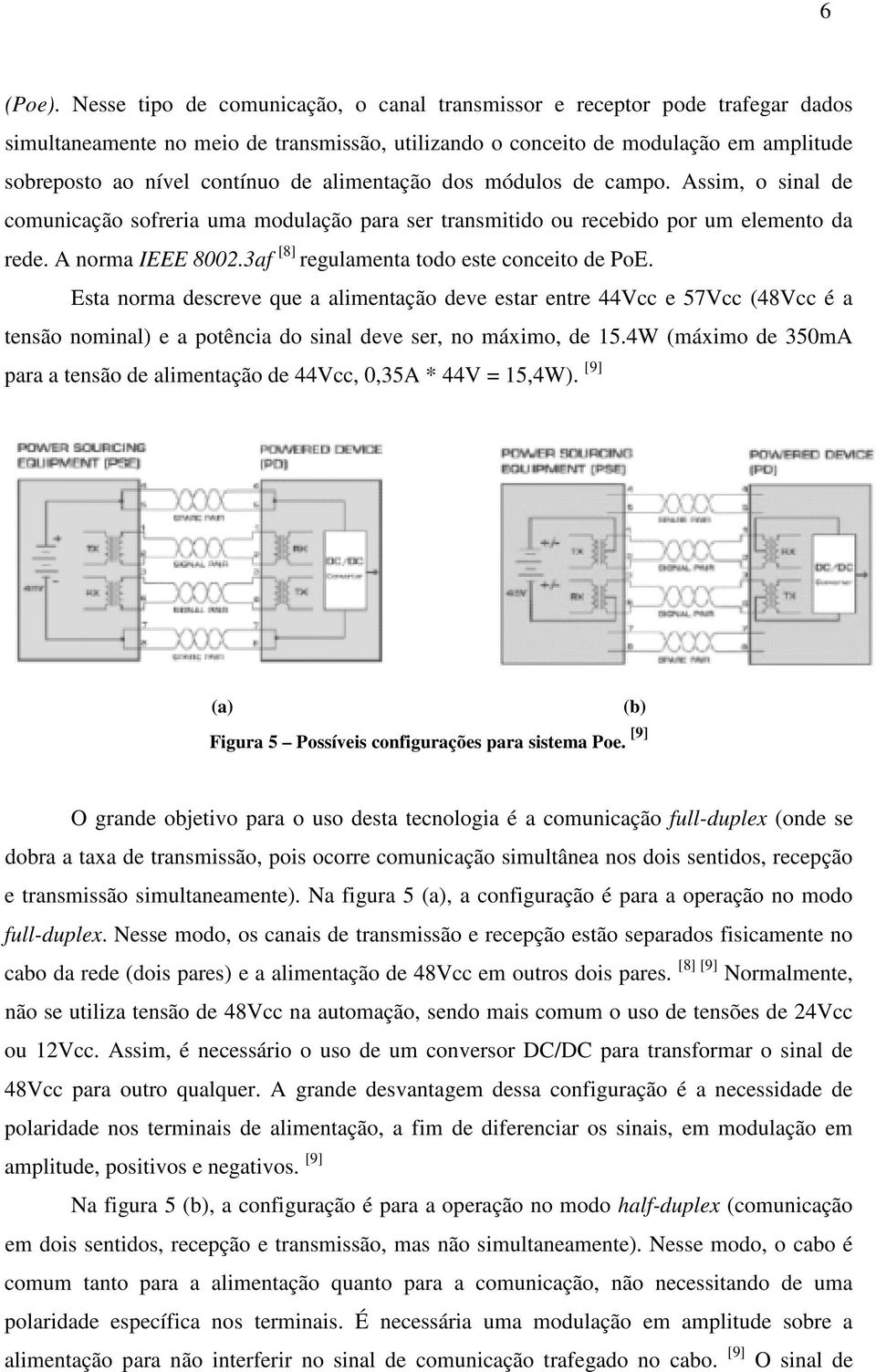 alimentação dos módulos de campo. Assim, o sinal de comunicação sofreria uma modulação para ser transmitido ou recebido por um elemento da rede. A norma IEEE 8002.