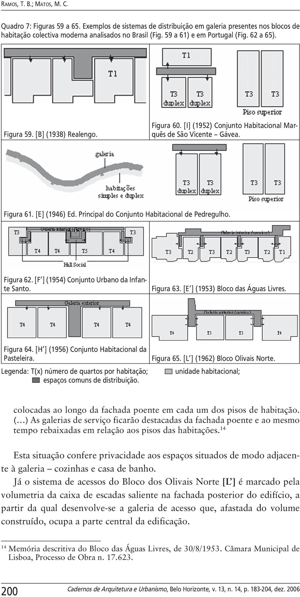 Principal do Conjunto Habitacional de Pedregulho. Figura 62. [F ] (1954) Conjunto Urbano da Infante Santo. Figura 63. [E ] (1953) Bloco das Águas Livres. Figura 64.