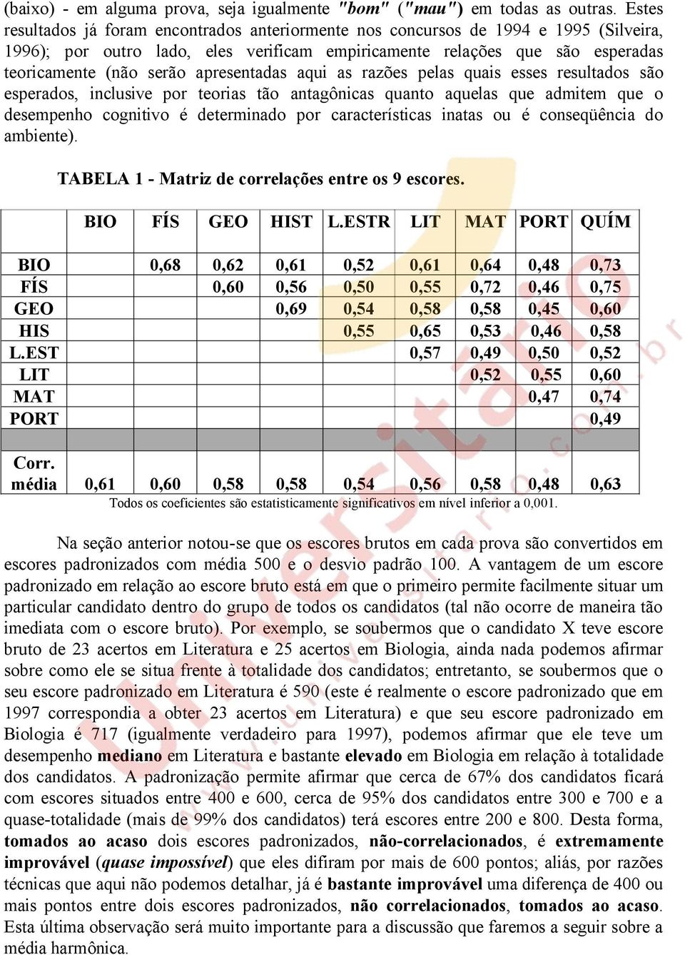 apresentadas aqui as razões pelas quais esses resultados são esperados, inclusive por teorias tão antagônicas quanto aquelas que admitem que o desempenho cognitivo é determinado por características