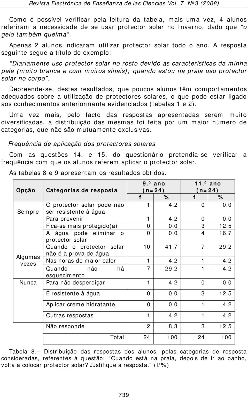 A resposta seguinte segue a título de exemplo: Diariamente uso protector solar no rosto devido às características da minha pele (muito branca e com muitos sinais); quando estou na praia uso protector