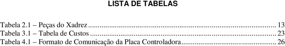 1 Tabela de Custos... 23 Tabela 4.