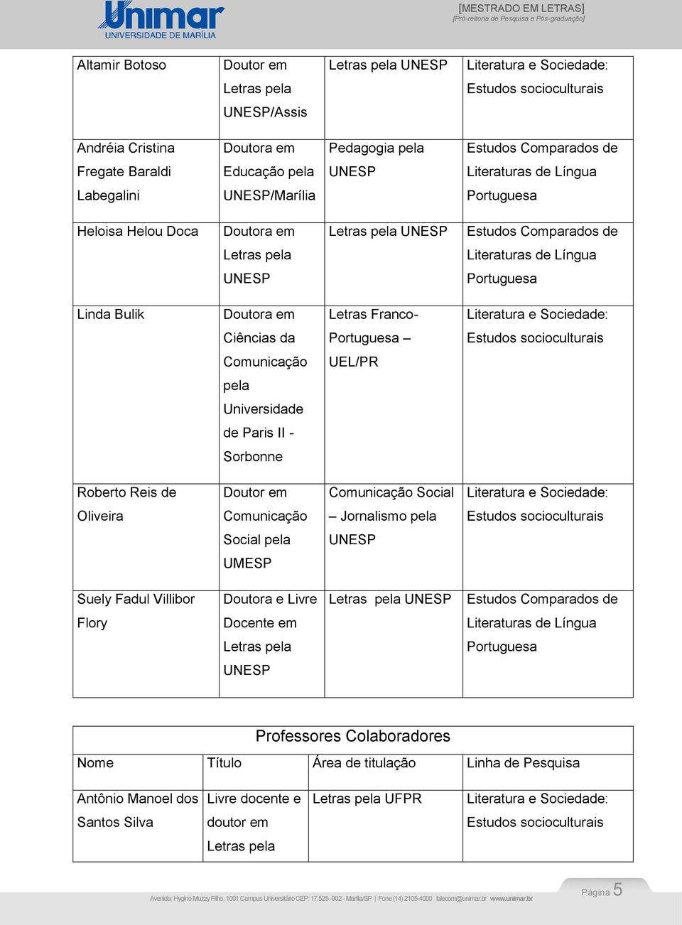 Portuguesa Estudos socioculturais Comunicação UEL/PR pela Universidade de Paris II - Sorbonne Roberto Reis de Doutor em Comunicação Social Literatura e Sociedade: Oliveira Comunicação Jornalismo pela