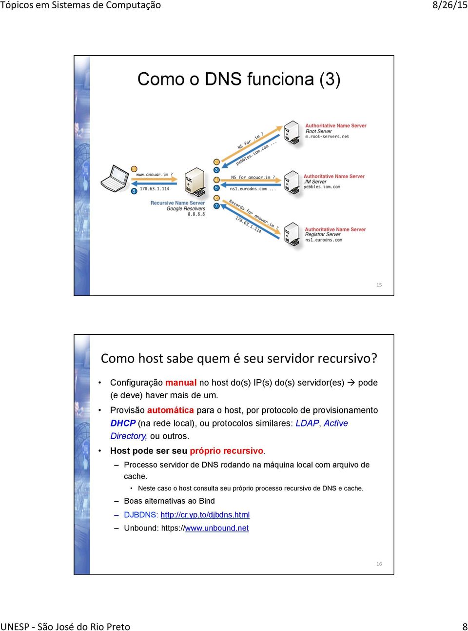 Provisão automática para o host, por protocolo de provisionamento DHCP (na rede local), ou protocolos similares: LDAP, Active Directory, ou outros.