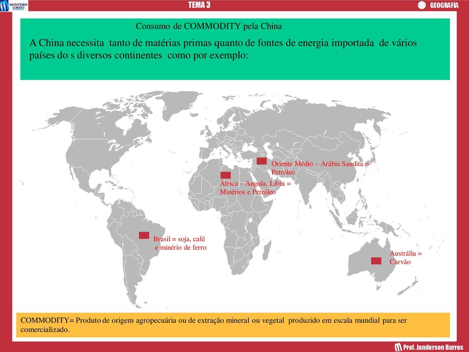 energia importada de vários países do s diversos continentes como por exemplo: África Angola, Líbia = Minérios e