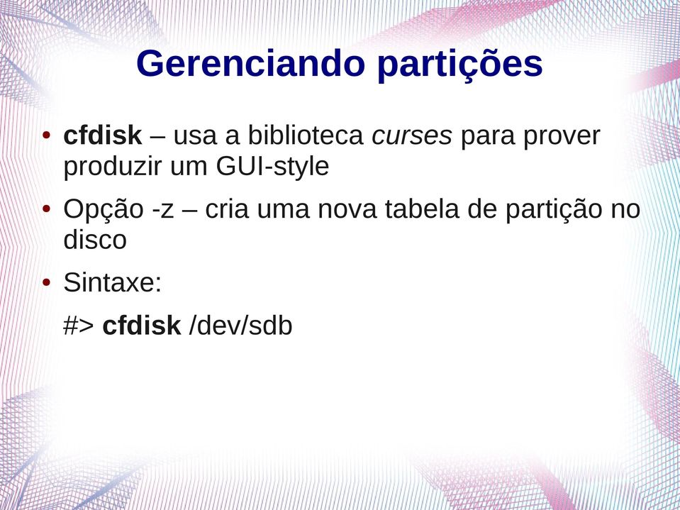 GUI-style Opção -z cria uma nova tabela