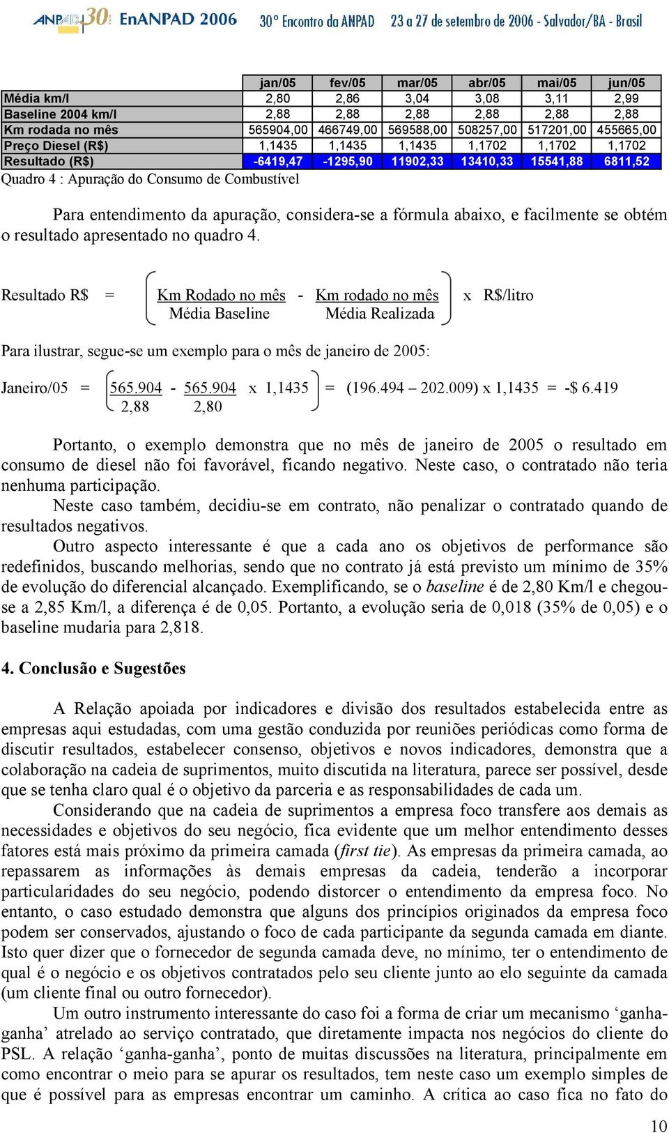 entendimento da apuração, considera-se a fórmula abaixo, e facilmente se obtém o resultado apresentado no quadro 4.