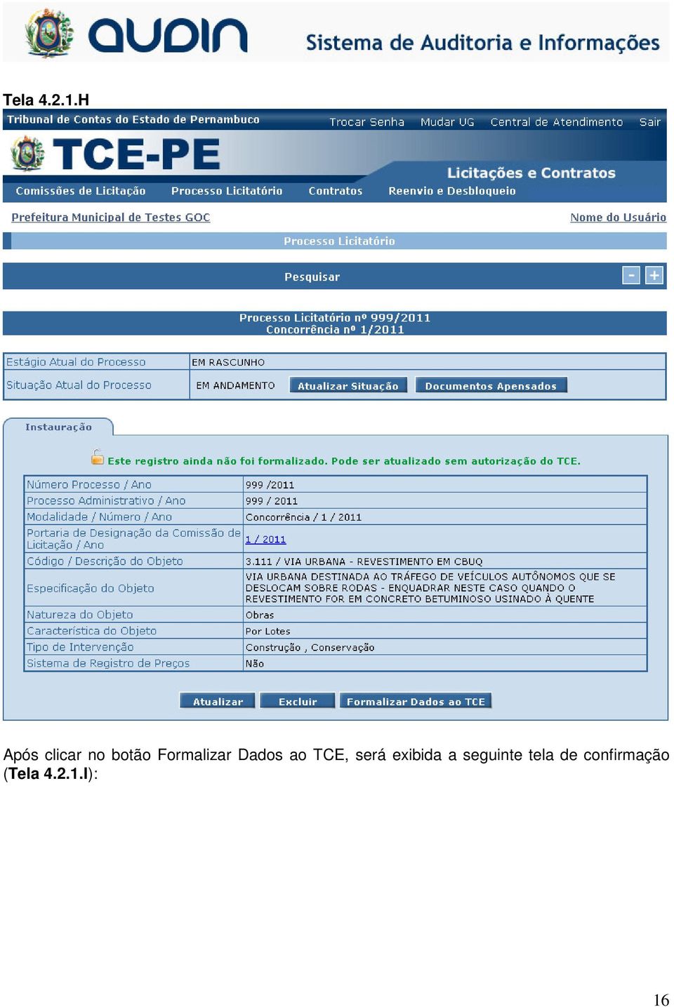 Formalizar Dados ao TCE, será