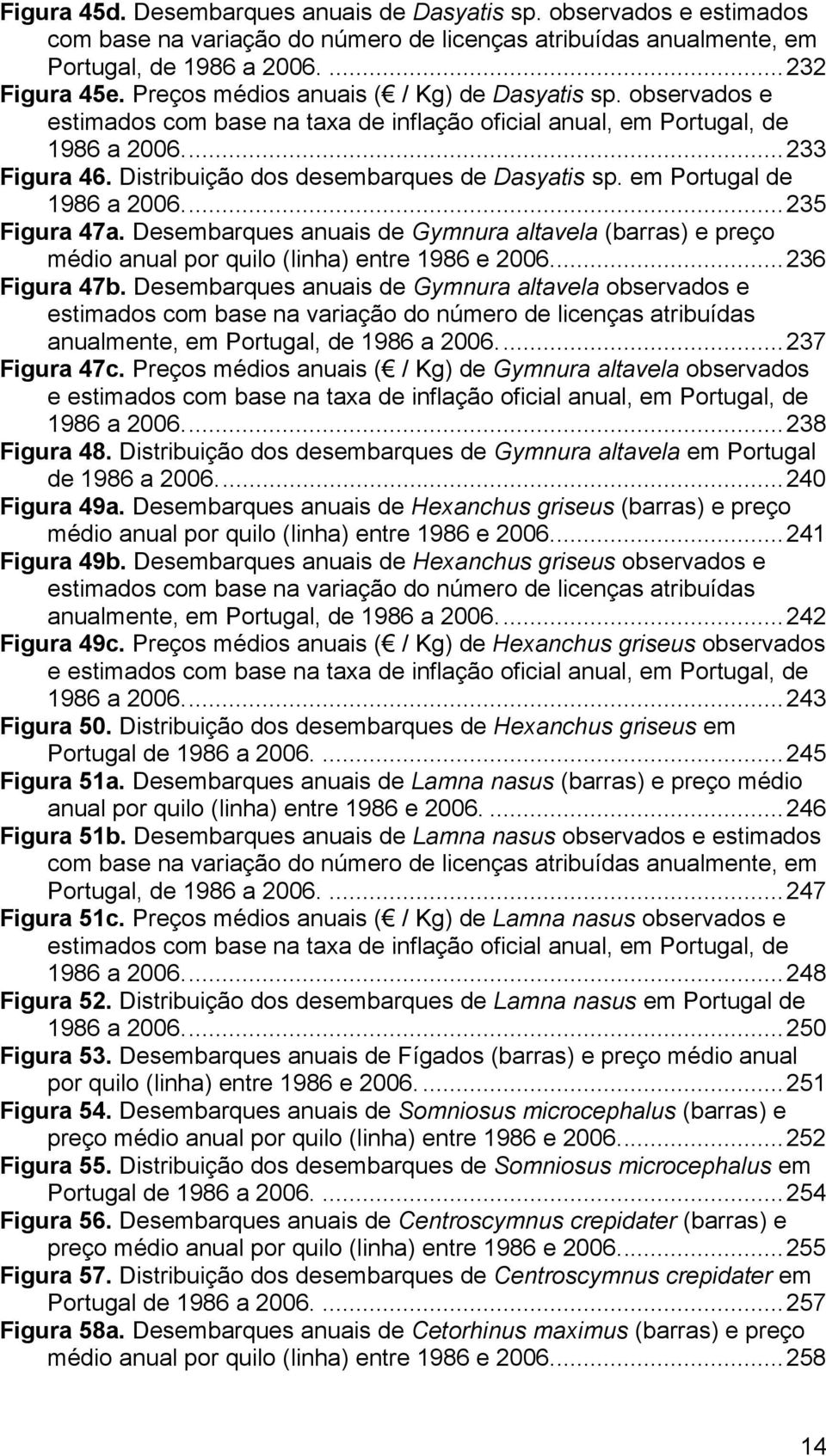 Distribuição dos desembarques de Dasyatis sp. em Portugal de 1986 a 2006...235 Figura 47a. Desembarques anuais de Gymnura altavela (barras) e preço médio anual por quilo (linha) entre 1986 e 2006.