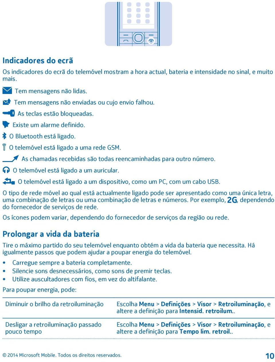 O telemóvel está ligado a um auricular. O telemóvel está ligado a um dispositivo, como um PC, com um cabo USB.