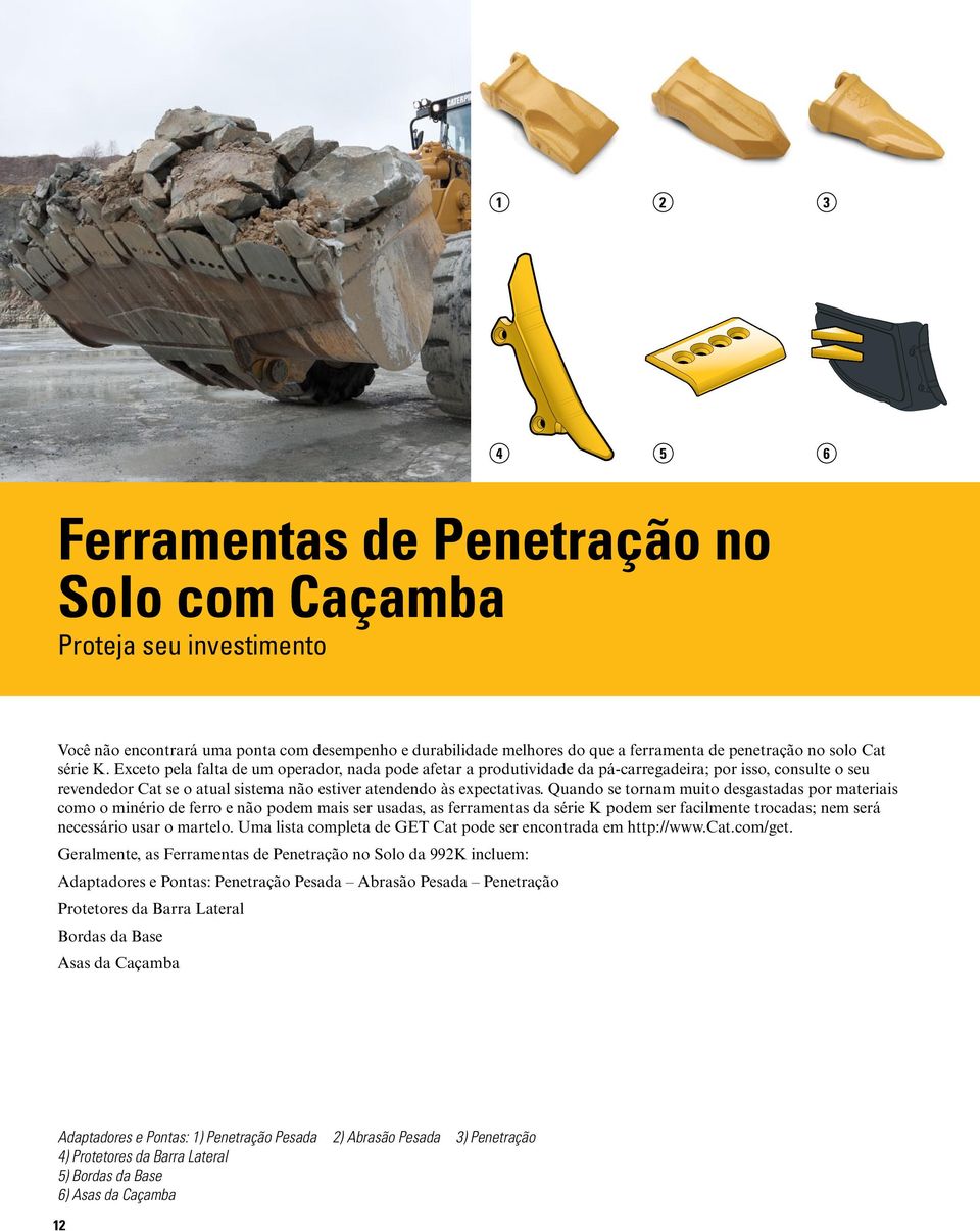 Quando se tornam muito desgastadas por materiais como o minério de ferro e não podem mais ser usadas, as ferramentas da série K podem ser facilmente trocadas; nem será necessário usar o martelo.