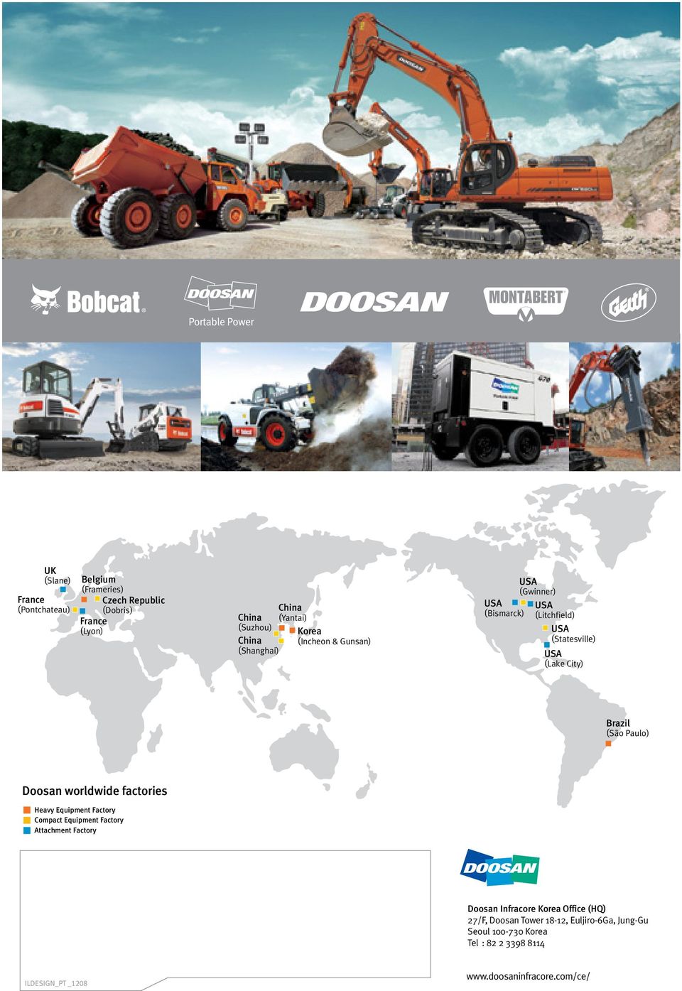 worldwide factories Heavy Equipment Factory Compact Equipment Factory Attachment Factory Doosan Infracore Korea Office (HQ)