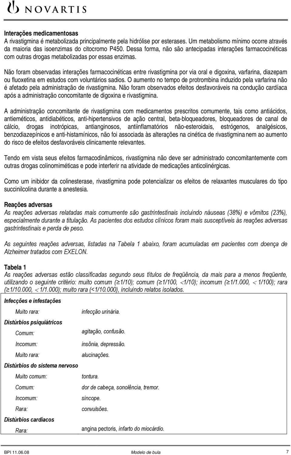 Não foram observadas interações farmacocinéticas entre rivastigmina por via oral e digoxina, varfarina, diazepam ou fluoxetina em estudos com voluntários sadios.