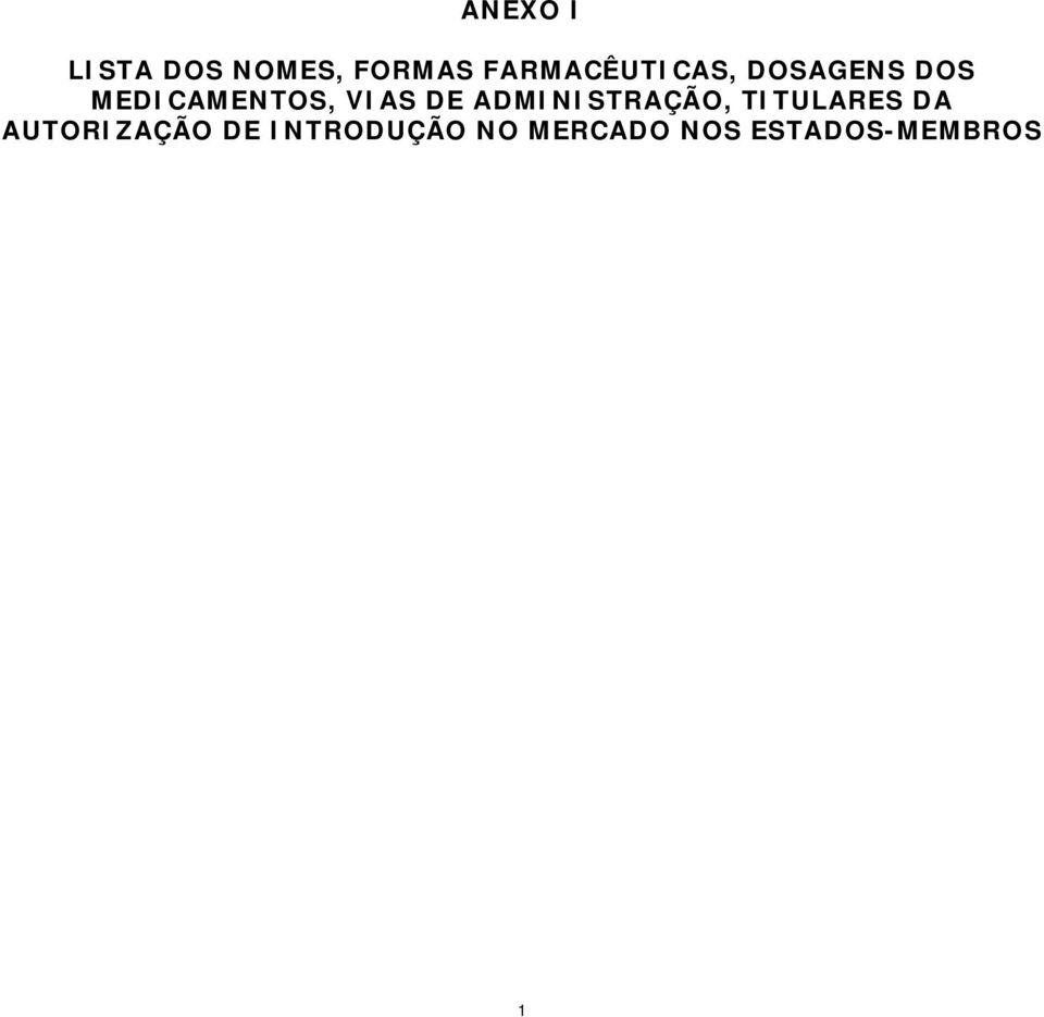 VIAS DE ADMINISTRAÇÃO, TITULARES DA