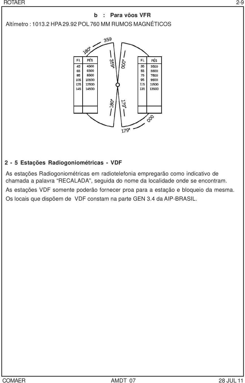 radiotelefonia empregarão como indicativo de chamada a palavra RECALADA, seguida do nome da localidade onde se