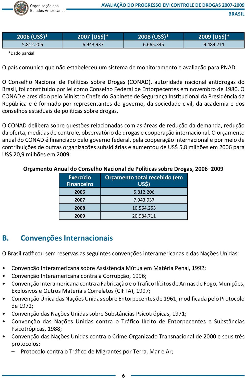 O CONAD é presidido pelo Ministro Chefe do Gabinete de Segurança Institucional da Presidência da República e é formado por representantes do governo, da sociedade civil, da academia e dos conselhos