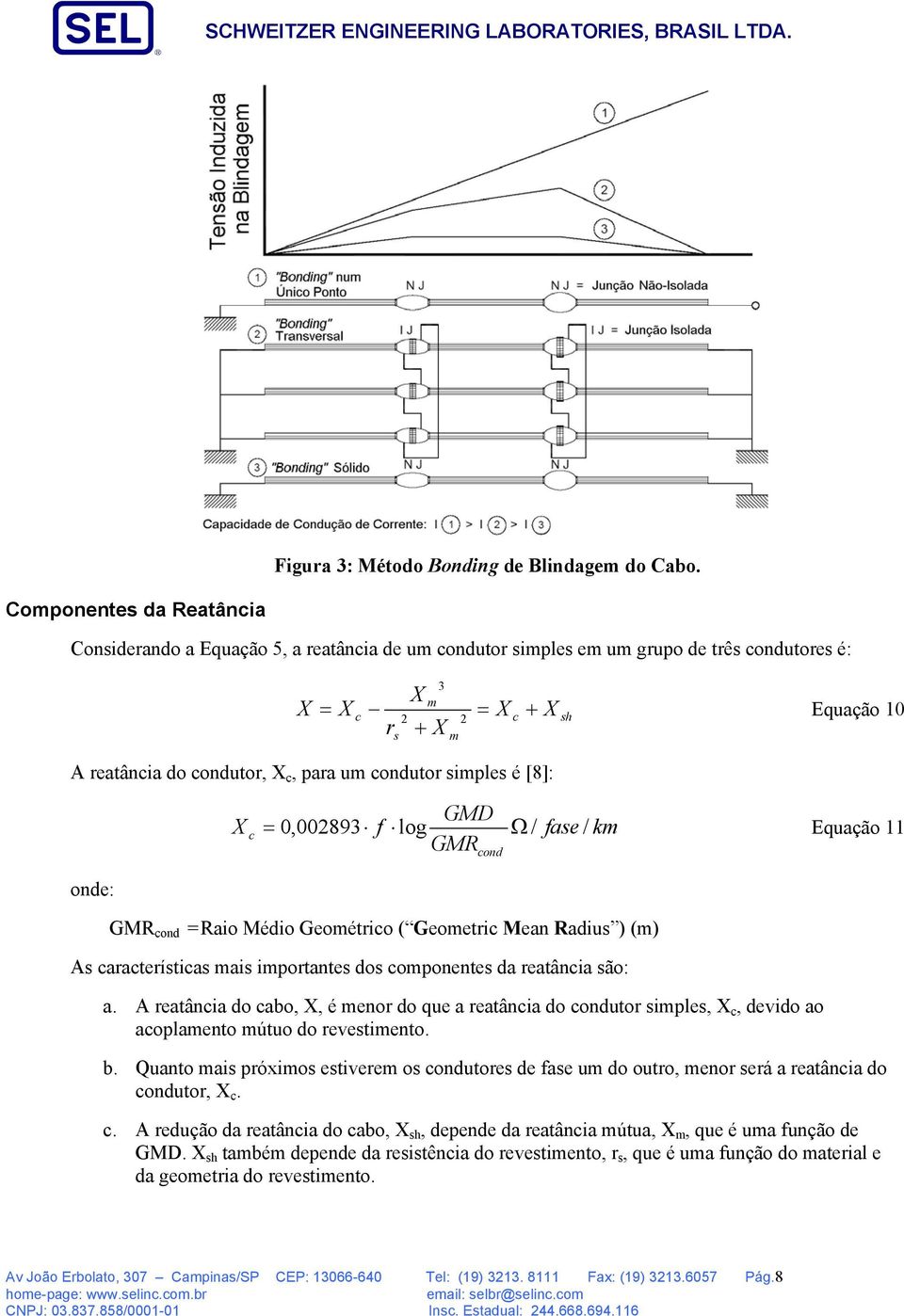 0,00893 f log Ω / fase k Equação 11 GMR / GMR ond = Raio Médio Geoétrio ( Geoetri Mean Radius ) () As araterístias ais iportantes dos oponentes da reatânia são: a.