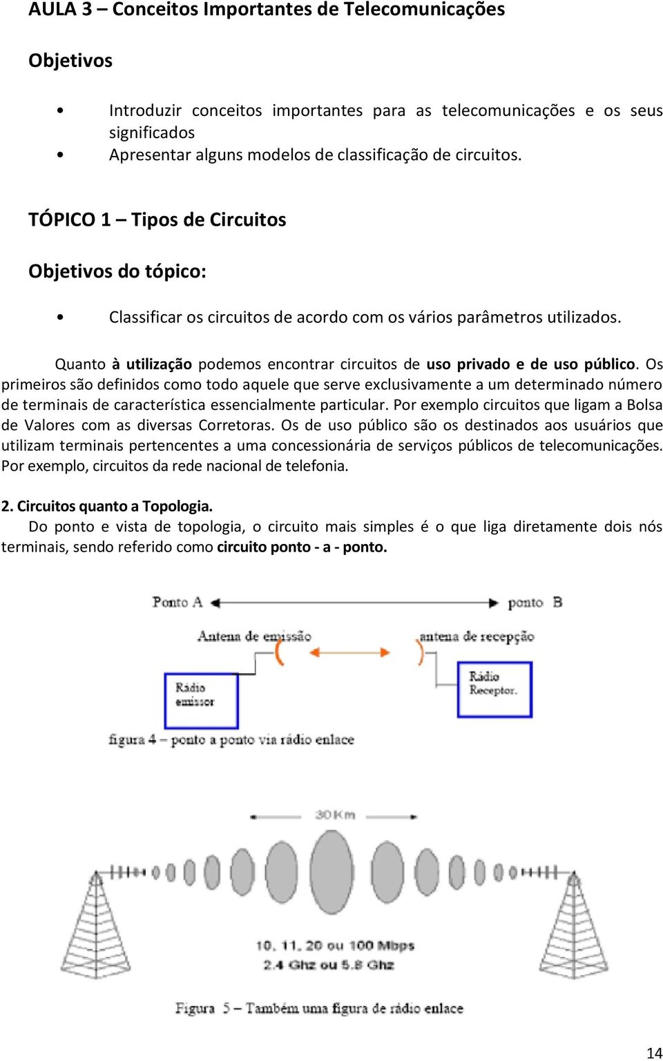 Quanto à utilização podemos encontrar circuitos de uso privado e de uso público.