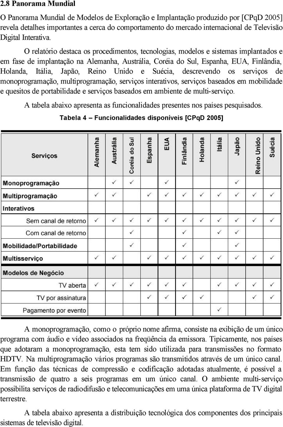 O relatório destaca os procedimentos, tecnologias, modelos e sistemas implantados e em fase de implantação na Alemanha, Austrália, Coréia do Sul, Espanha, EUA, Finlândia, Holanda, Itália, Japão,