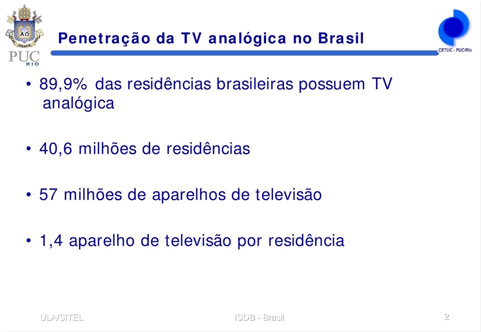 milhões de residências 57 milhões de aparelhos de