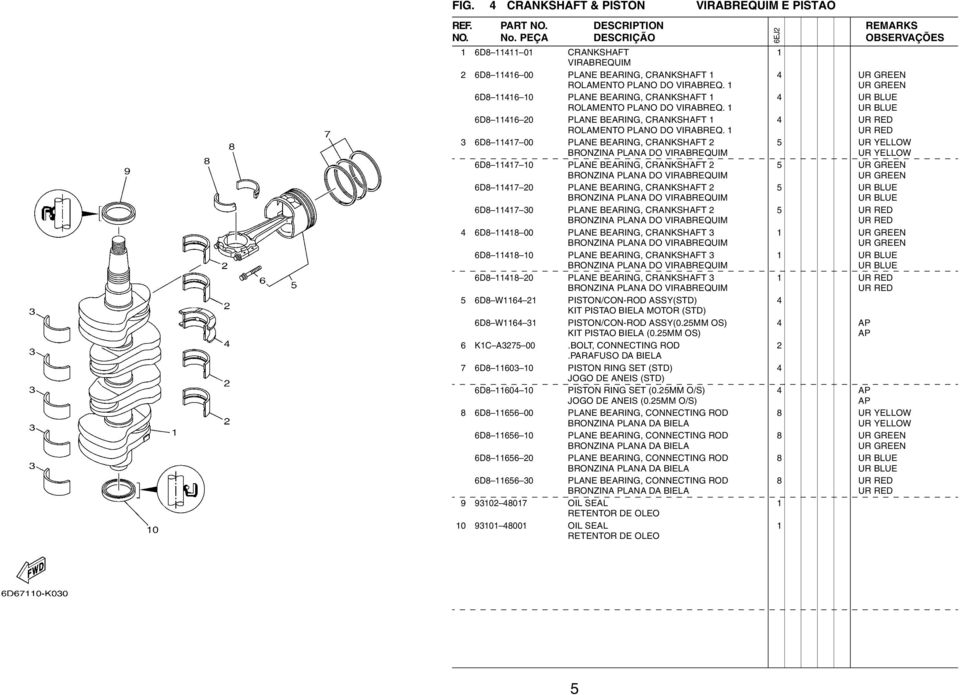 3 6D8 7 00 PLANE BEARING, CRANKSHAFT BRONZINA PLANA DO VIRABREQUIM 6D8 7 0 PLANE BEARING, CRANKSHAFT BRONZINA PLANA DO VIRABREQUIM 6D8 7 0 PLANE BEARING, CRANKSHAFT BRONZINA PLANA DO VIRABREQUIM 6D8