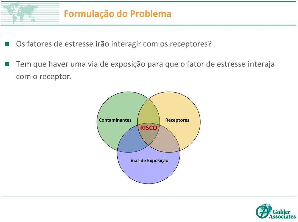 Tem que haver uma via de exposição para que o fator de