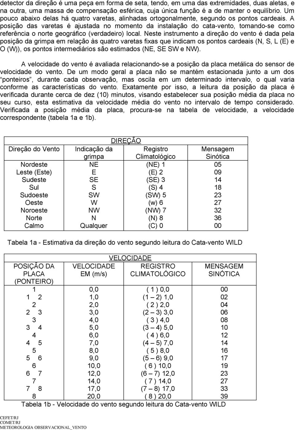 A posição das varetas é ajustada no momento da instalação do cata-vento, tomando-se como referência o norte geográfico (verdadeiro) local.