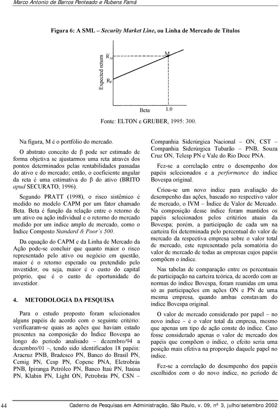 O abstrato conceito de β pode ser estimado de forma objetiva se ajustarmos uma reta através dos pontos determinados pelas rentabilidades passadas do ativo e do mercado; então, o coeficiente angular