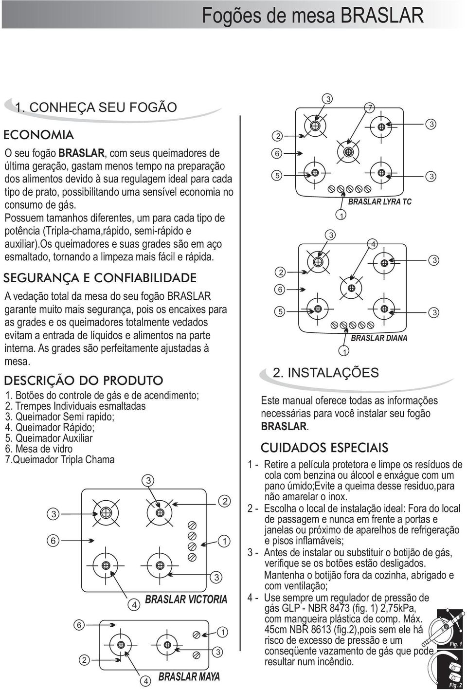 possibilitando uma sensível economia no consumo de gás. Possuem tamanhos diferentes, um para cada tipo de potência (Tripla-chama,rápido, semi-rápido e auxiliar).