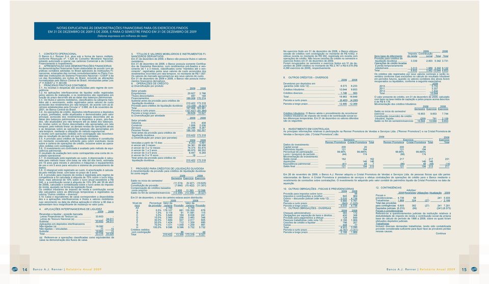 2. APRESENTAÇÃO DAS DEMONSTRAÇÕES FINANCEIRAS As demonstrações financeiras foram elaboradas de acordo com as práticas contábeis adotadas no Brasil aplicáveis às Instituições Financeiras, emanadas das