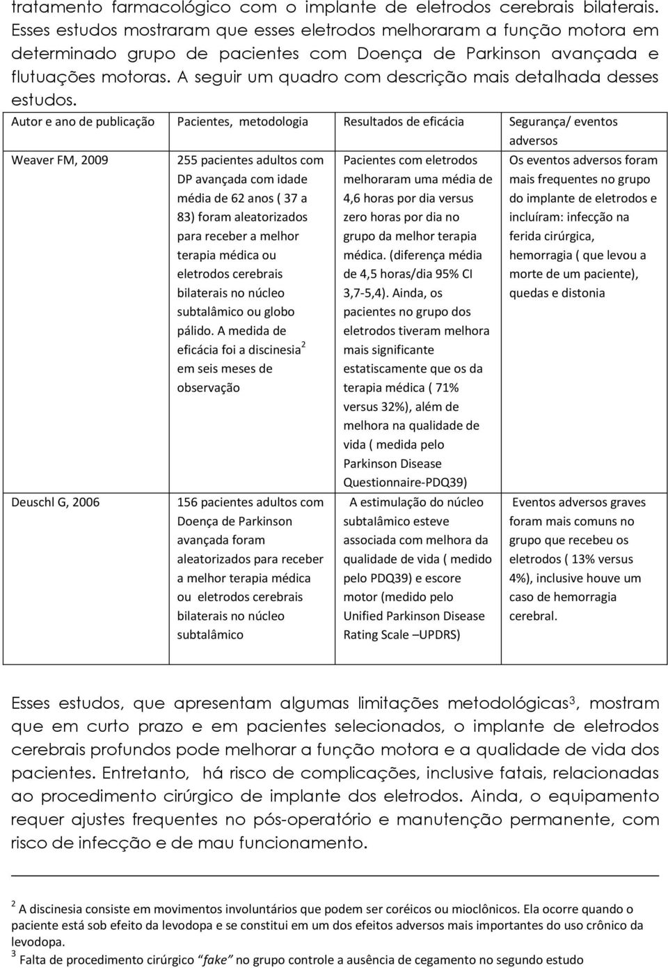 A seguir um quadro com descrição mais detalhada desses estudos.