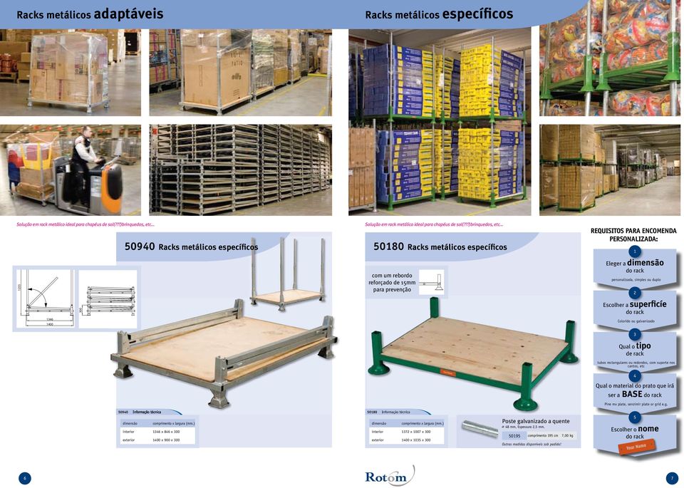 .. 50180 Racks metálicos específicos com um rebordo reforçado de 15mm para prevenção REQUISITOS PARA ENCOMENDA PERSONALIZADA: 1 Eleger a dimensão do personalizada, simples ou duplo 2 Escolher a