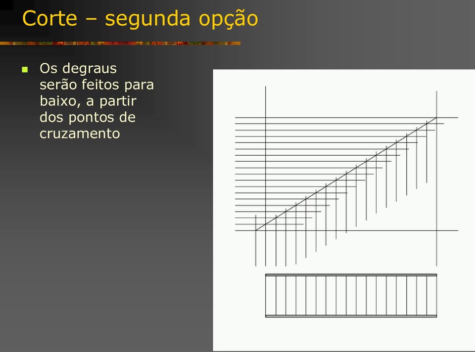 para baixo, a partir