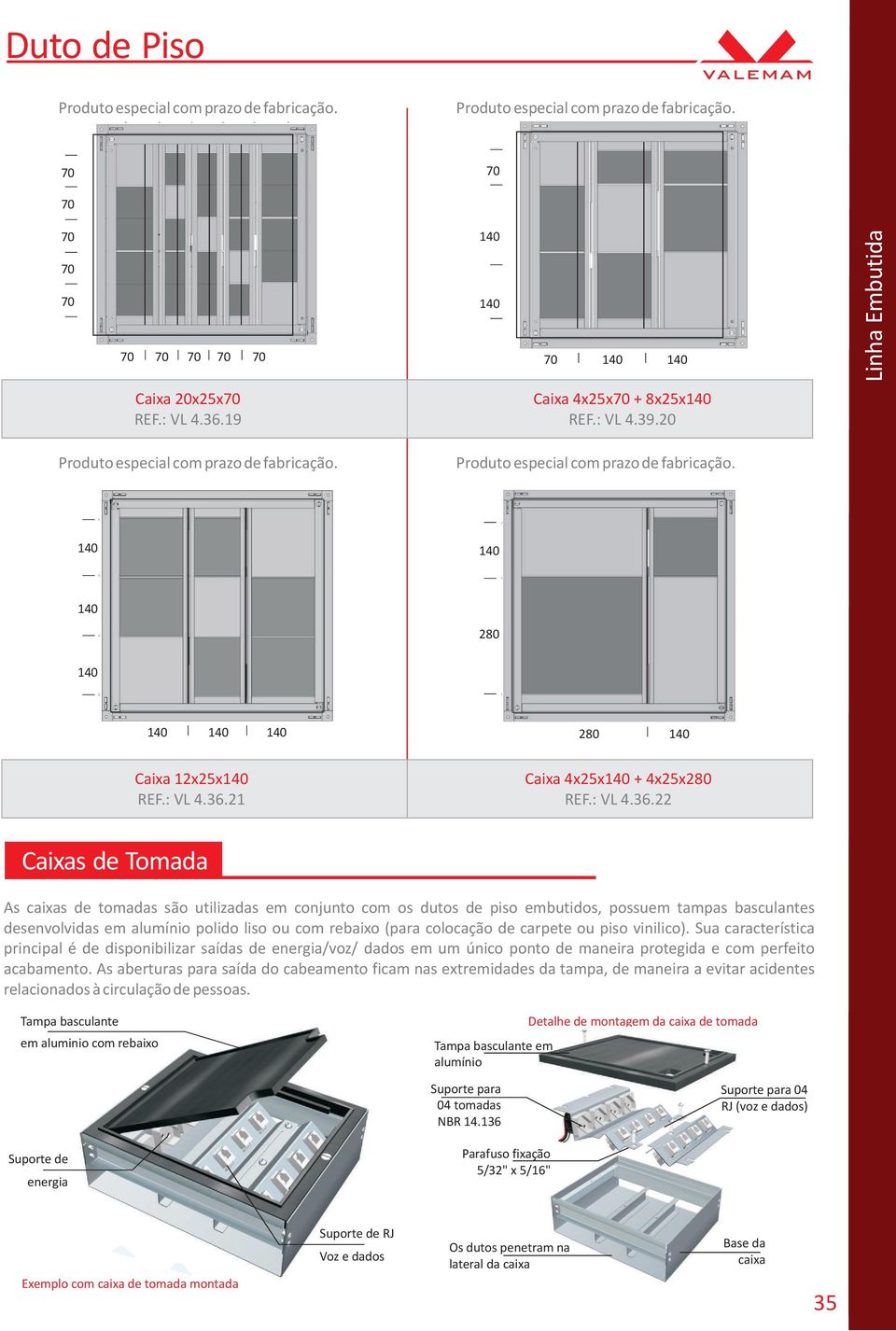 21 Caixa 4x25x + 4x25x280 REF.: VL 4.36.