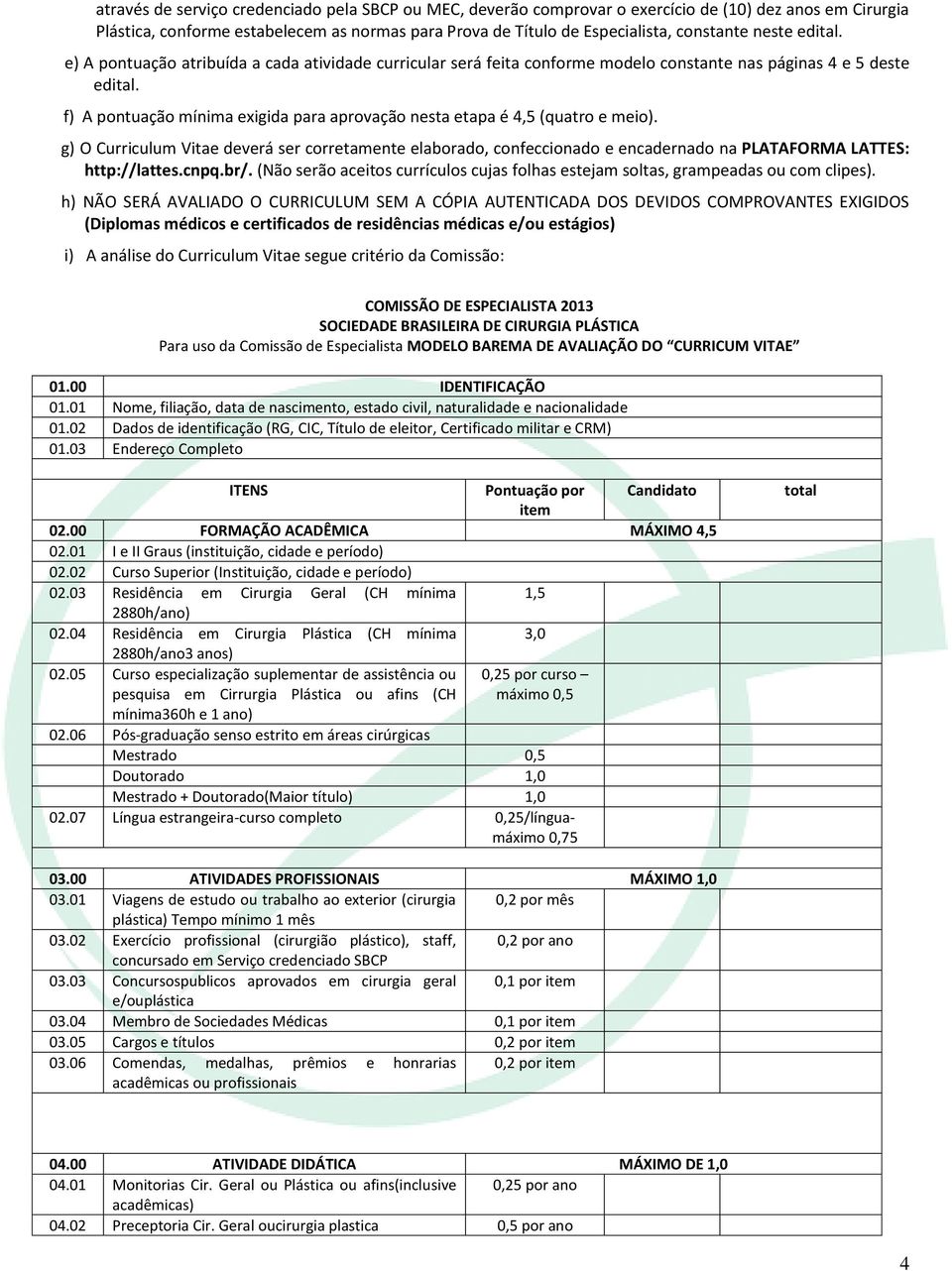 f) A pontuação mínima exigida para aprovação nesta etapa é 4,5 (quatro e meio).