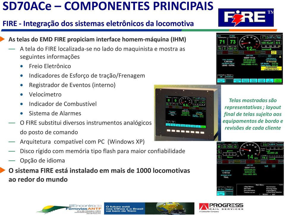 substitui diversos instrumentos analógicos do posto de comando Arquitetura compatível com PC (Windows XP) Disco rígido com memória tipo flash para maior confiabilidade Opção de idioma O