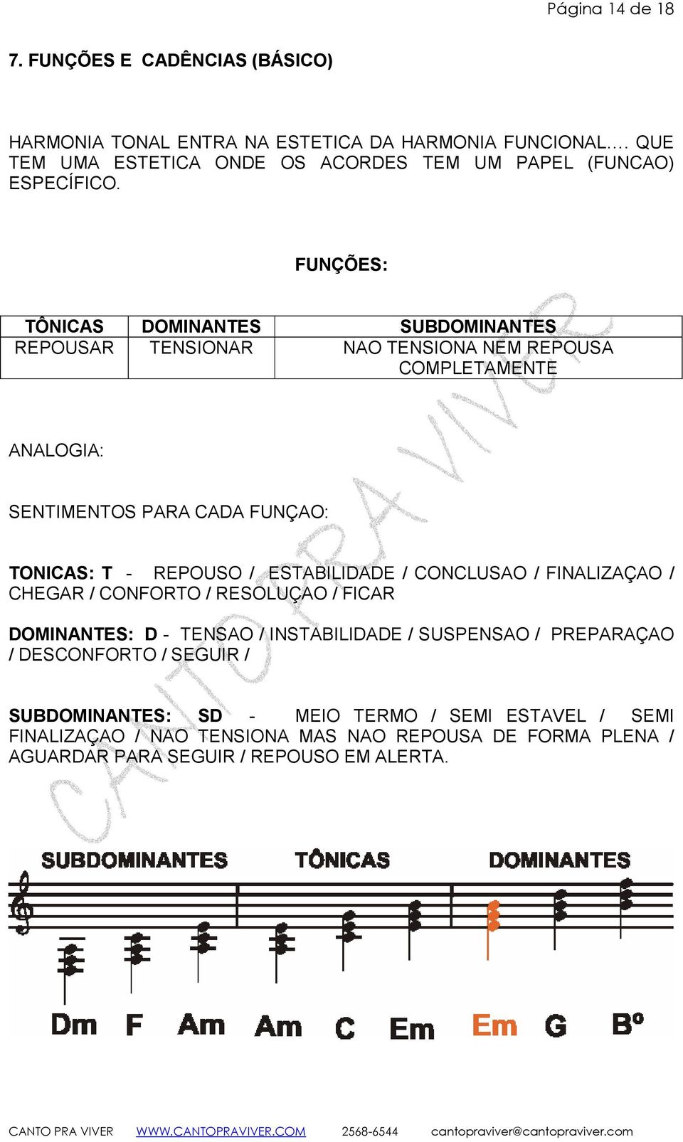 FUNÇÕES: TÔNICAS DOMINANTES SUBDOMINANTES REPOUSAR TENSIONAR NAO TENSIONA NEM REPOUSA COMPLETAMENTE ANALOGIA: SENTIMENTOS PARA CADA FUNÇAO: TONICAS: T - REPOUSO /