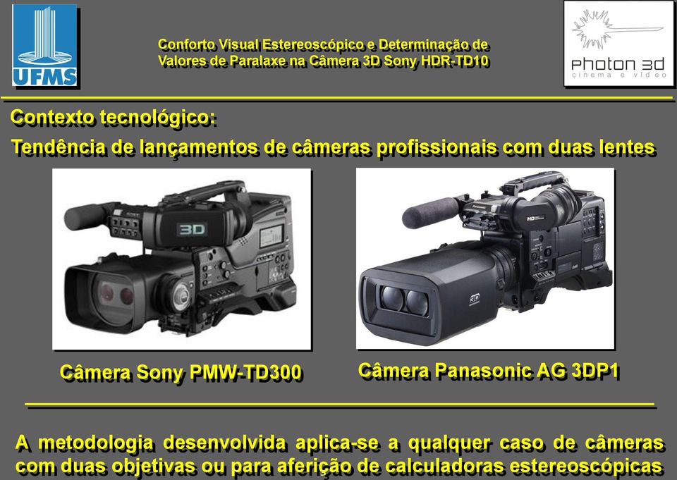 Panasonic AG 3DP1 A metodologia desenvolvida aplica-se a qualquer