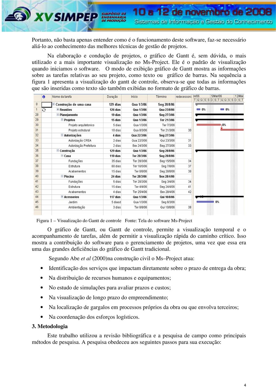 O modo de exibição gráfico de Gantt mostra as informações sobre as tarefas relativas ao seu projeto, como texto ou gráfico de barras.