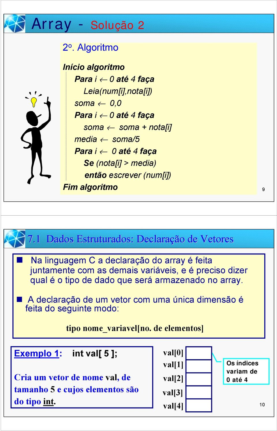 escrever (num[i]) Fim algoritmo 9 7.