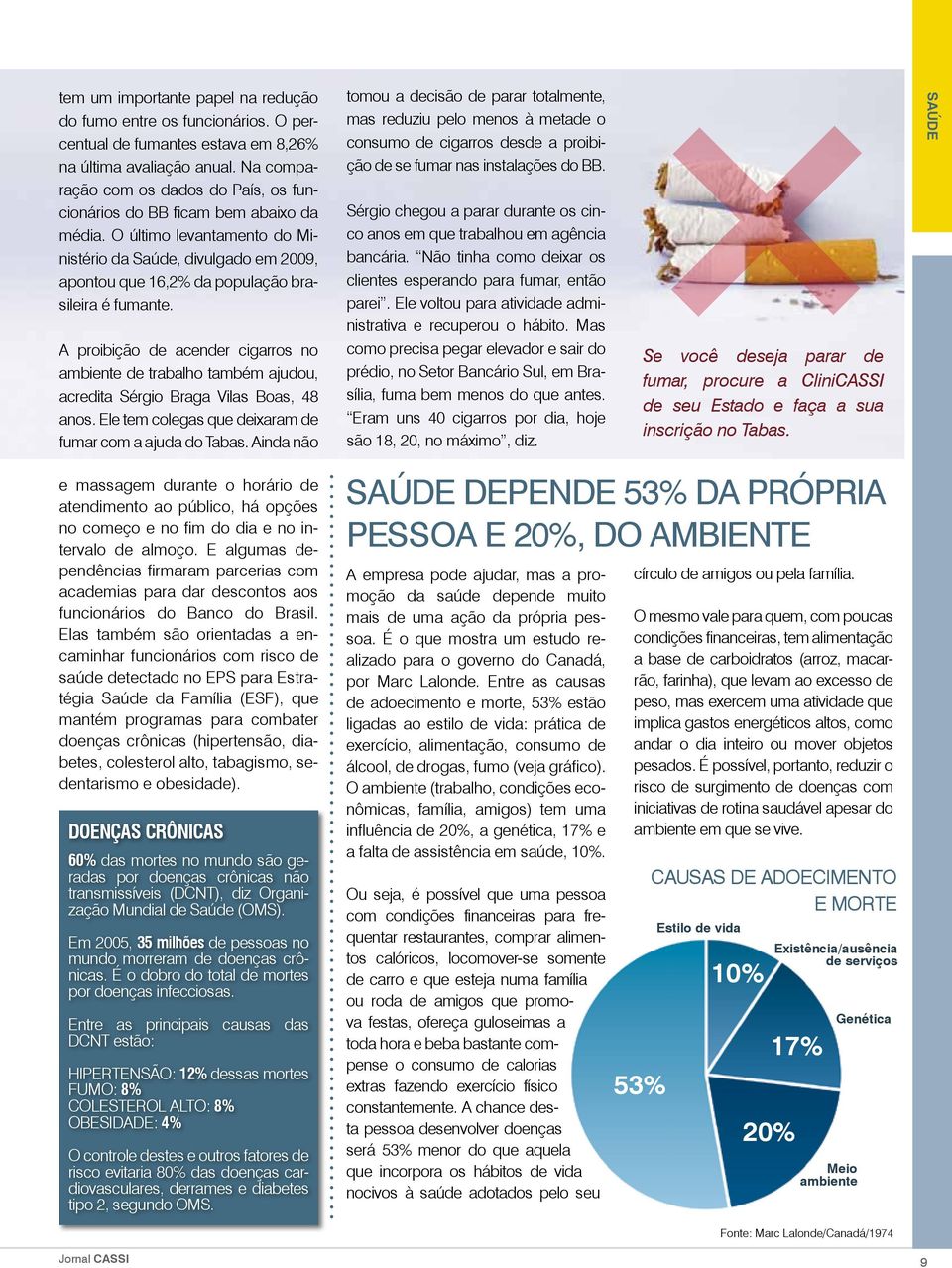 O último levantamento do Ministério da Saúde, divulgado em 2009, apontou que 16,2% da população brasileira é fumante.