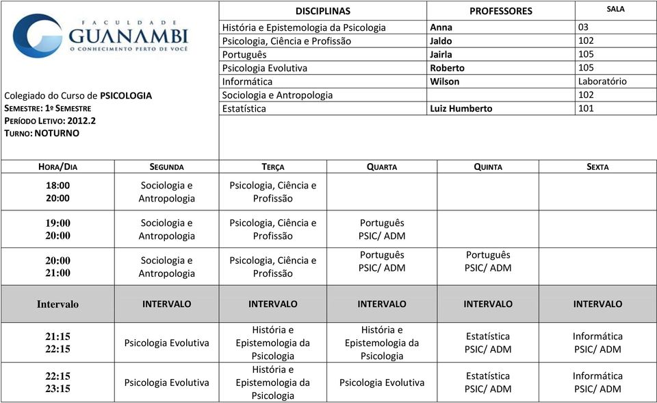 e Profissão Português Sociologia e Antropologia, Ciência e Profissão Português Português Intervalo INTERVALO INTERVALO INTERVALO INTERVALO INTERVALO