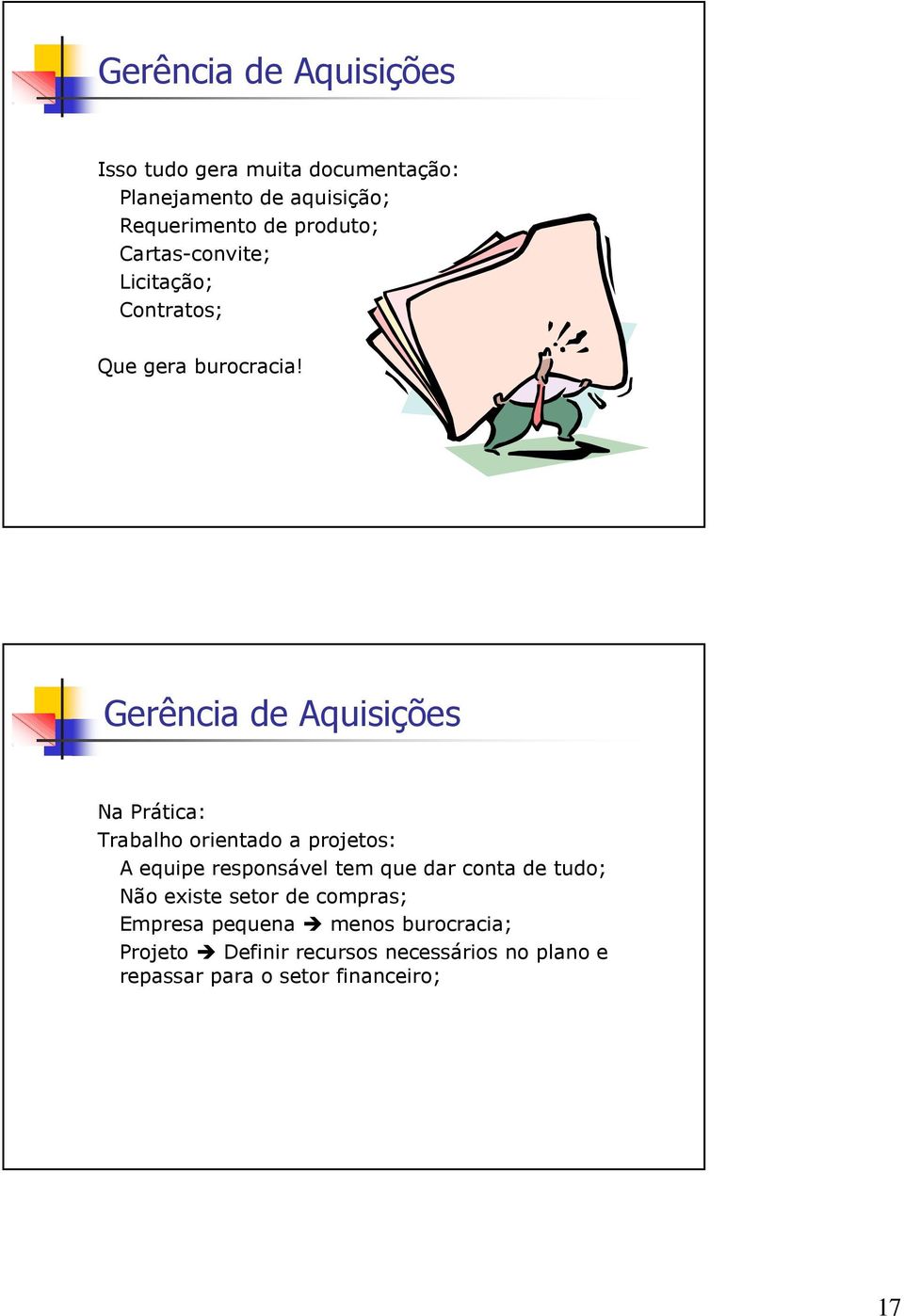 Gerência de Aquisições Na Prática: Trabalho orientado a projetos: A equipe responsável tem que dar conta de