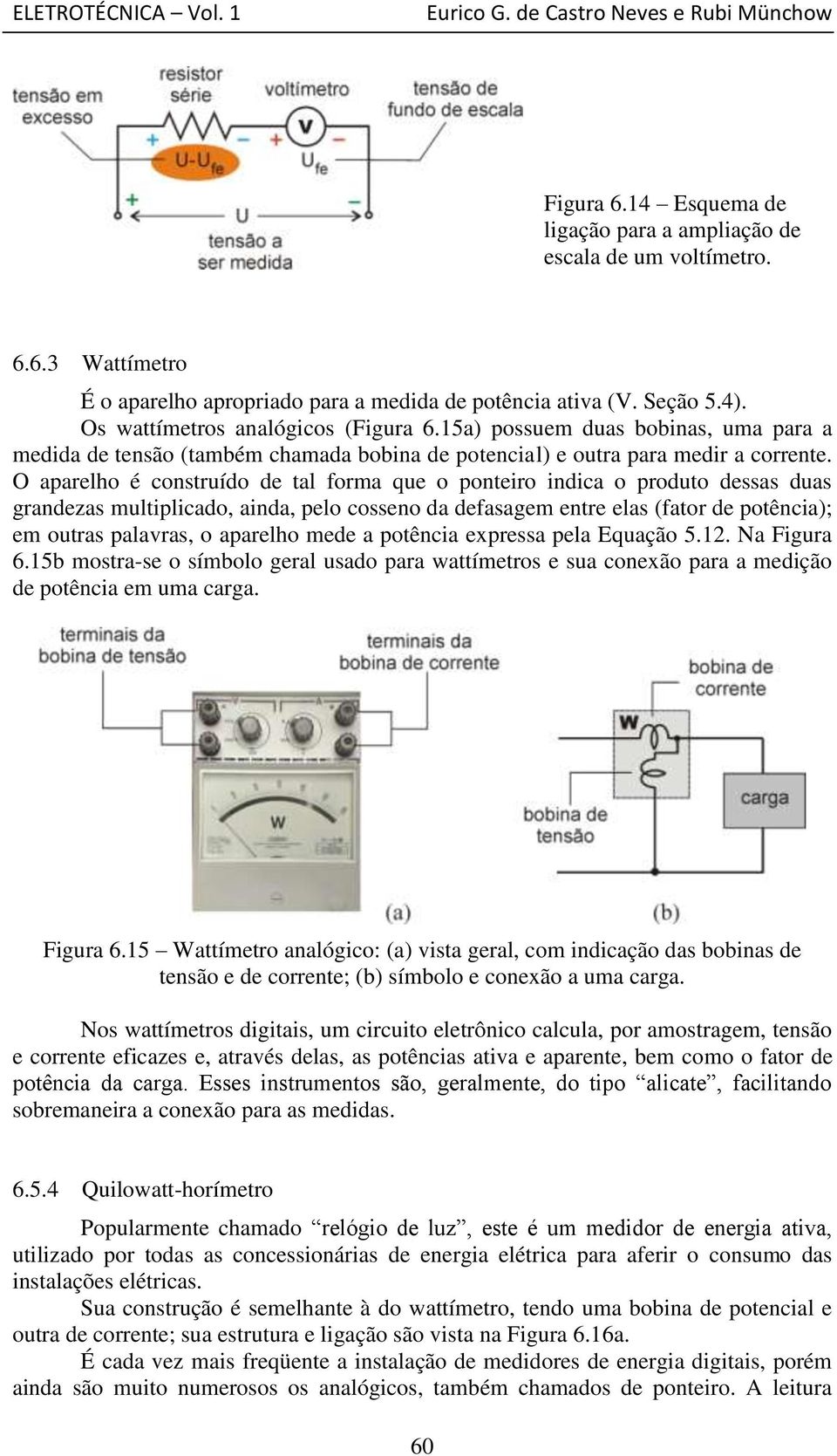 O aparelho é construído de tal forma que o ponteiro indica o produto dessas duas grandezas multiplicado, ainda, pelo cosseno da defasagem entre elas (fator de potência); em outras palavras, o